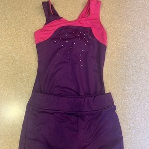 Girls leotard with matching shorts